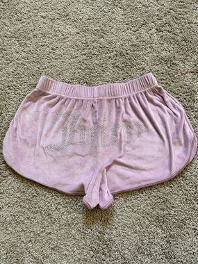 Juicy Couture Light Pink Velour Rhinestone Logo Athletic Shorts